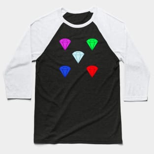 Gemstone Set.  Ruby, Emerald, Sapphire, Amethyst and Diamond. (Black) Baseball T-Shirt